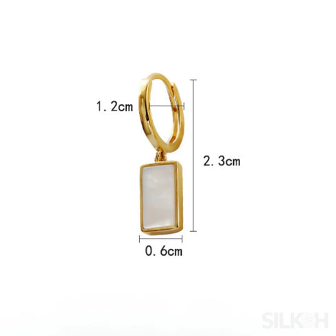 18k Gold Plated Sterling Silver Mother of the Pearl Hoop